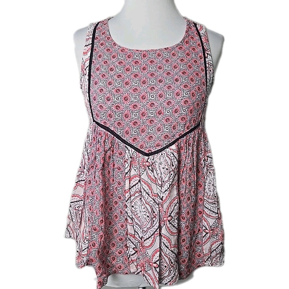 Crown & Ivy Gauzy Crinkle BabyDoll Sleeveless Top Women's Small S